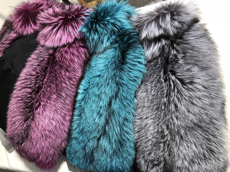 Silver Fox Fur Trimmed Down-filled Cropped Coat Jacket 0023-1