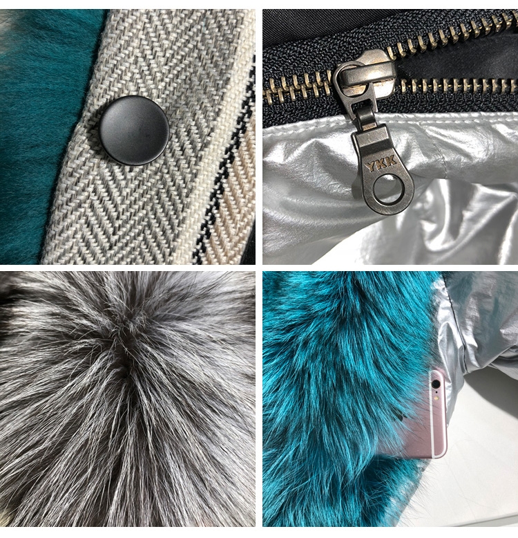 Silver Fox Fur Trimmed Down-filled Cropped Coat Jacket 0023-5
