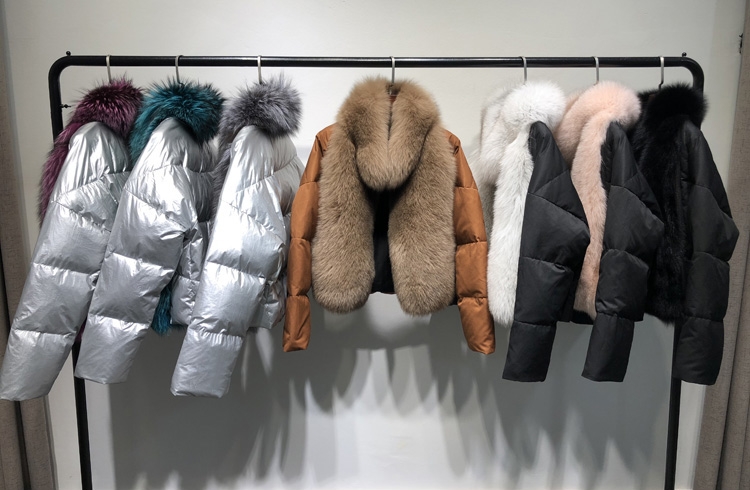 Silver Fox Fur Trimmed Down-filled Cropped Coat Jacket 0023-3