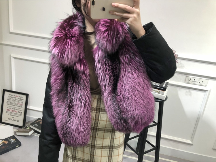 Silver Fox Fur Trimmed Down-filled Cropped Coat Jacket 0023-19