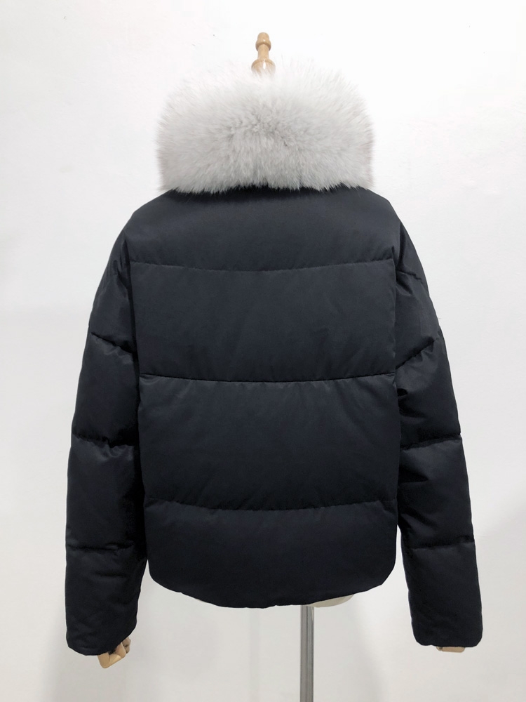 Fox Fur Trimmed Down-filled Cropped Coat Jacket Parka 0023b-4