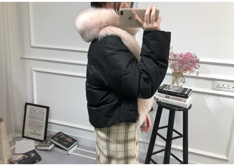 Fox Fur Trimmed Down-filled Cropped Coat Jacket Parka 0023b-12