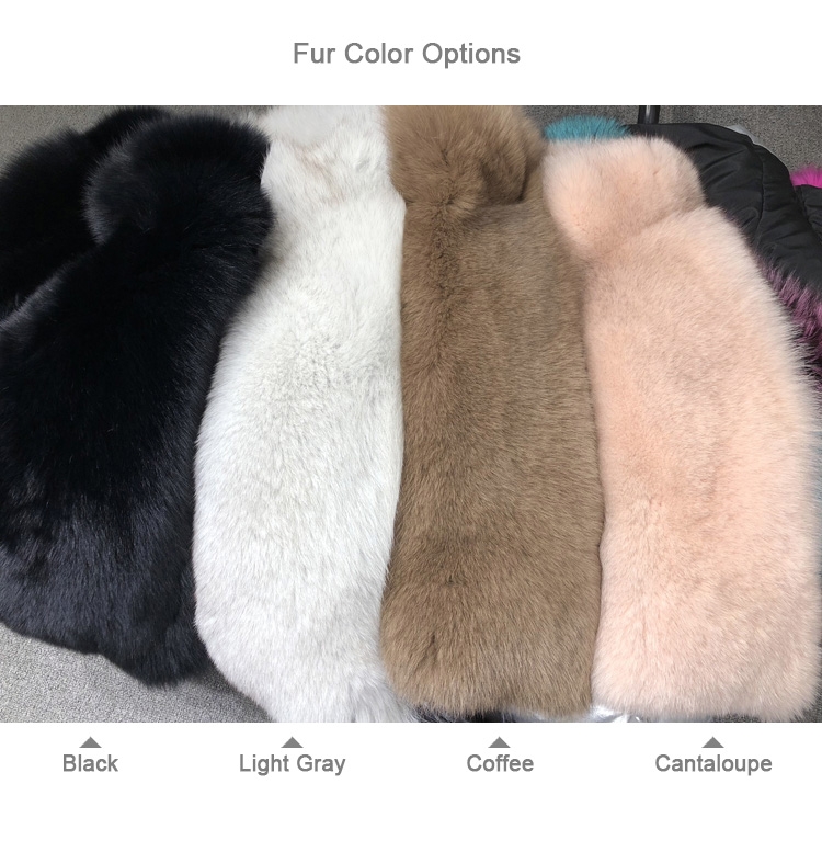 Fox Fur Trimmed Down-filled Cropped Coat Jacket Parka 0023b-1