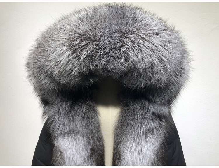 Hooded Silver Fox Fur Trimmed Down-filled Wintercoat Long Parka 0024-7