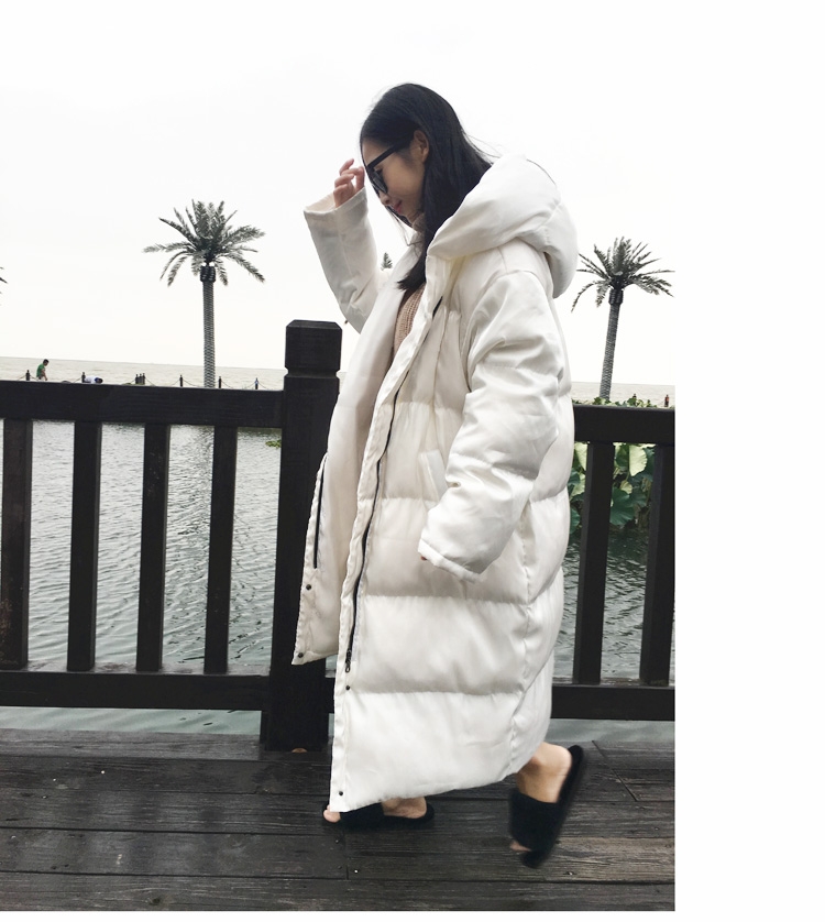 Hooded Silver Fox Fur Trimmed Down-filled Wintercoat Long Parka 0024-18