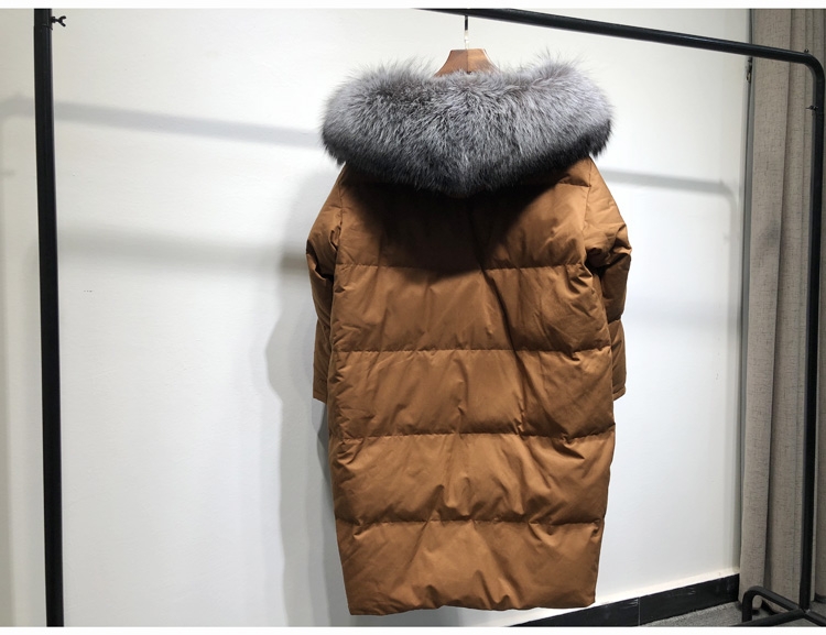 Hooded Silver Fox Fur Trimmed Down-filled Wintercoat Long Parka 0024-9
