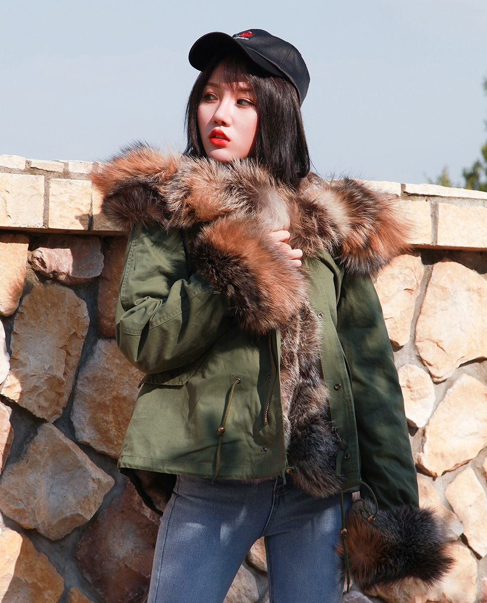 Fox Fur Trimmed Hooded Parka with Detachable Rex Rabbit Fur Liner 114 Details 17
