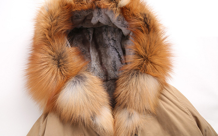 Fox Fur Trimmed Hooded Parka with Detachable Rex Rabbit Fur Liner 114 Details 6