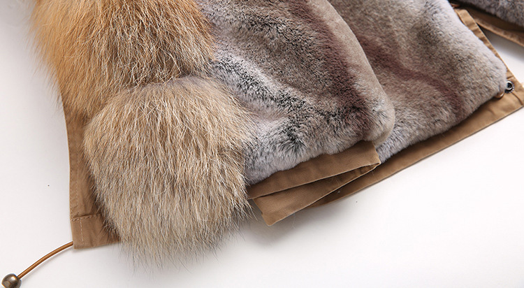 Fox Fur Trimmed Hooded Parka with Detachable Rex Rabbit Fur Liner 114 Details 11