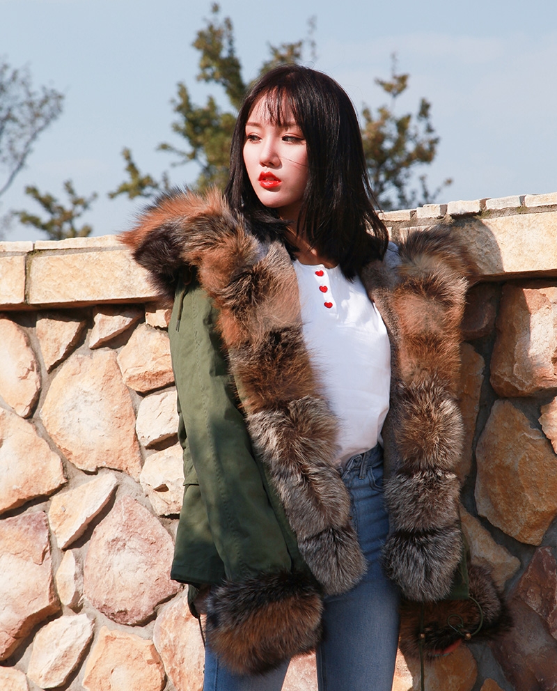 Fox Fur Trimmed Hooded Parka with Detachable Rex Rabbit Fur Liner 114 Details 15