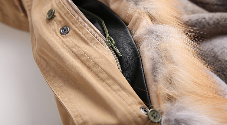 Fox Fur Trimmed Hooded Parka with Detachable Rex Rabbit Fur Liner 114 Details 8
