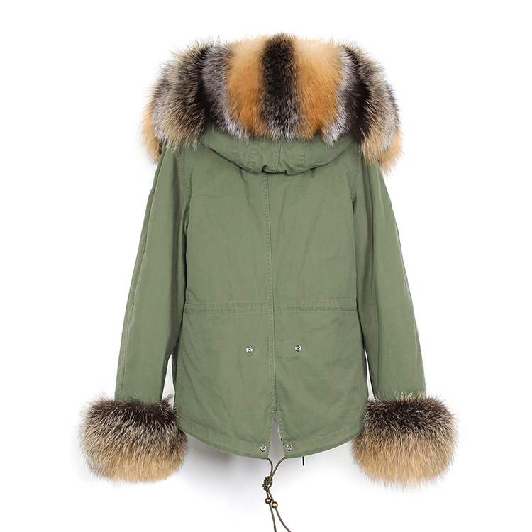 Fox Fur Trimmed Hooded Parka with Detachable Rex Rabbit Fur Liner 114 Details 4