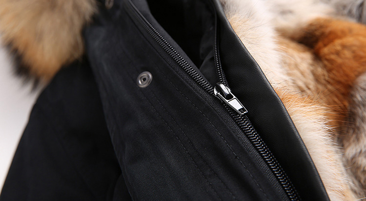 Raccoon Fur Trimmed Hooded Parka with Detachable Fox Fur Liner 116a Details 2