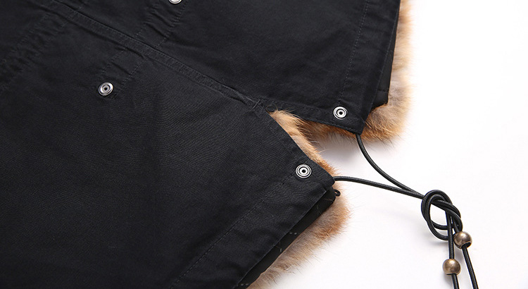 Raccoon Fur Trimmed Hooded Parka with Detachable Fox Fur Liner 116a Details 4