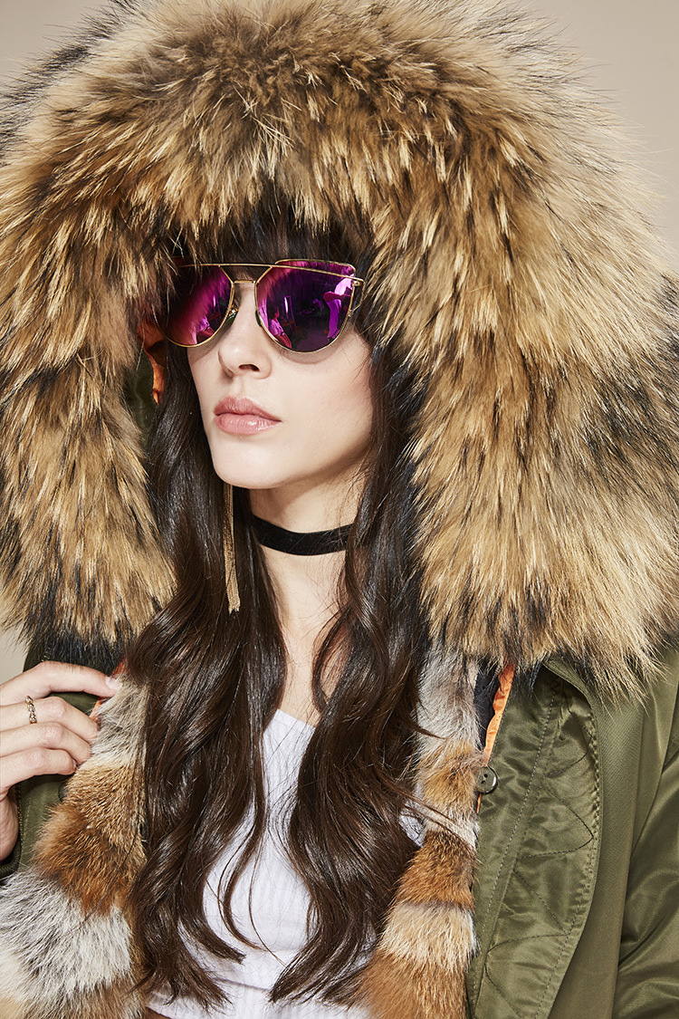 Raccoon Fur Trimmed Hooded Jacket with Detachable Fox Fur Liner 117 Details 1