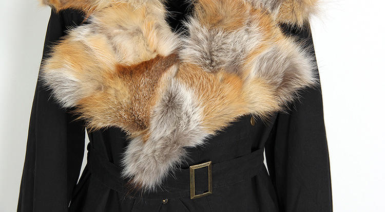 Fox Fur Collar Trench Coat with Rabbit Fur Trim 120 Details 17