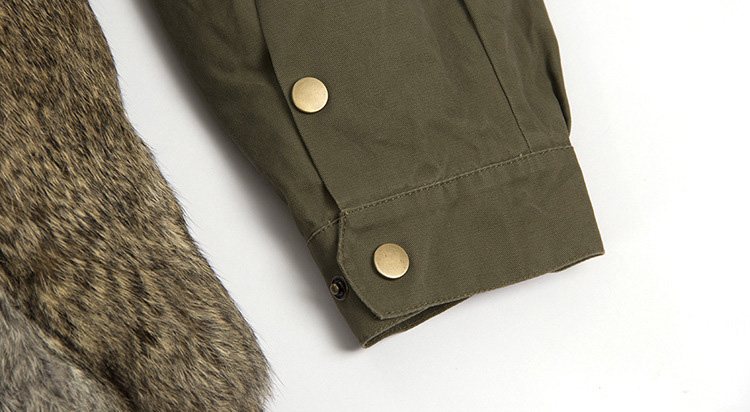 Fox Fur Collar Trench Coat with Rabbit Fur Trim 120 Details 14