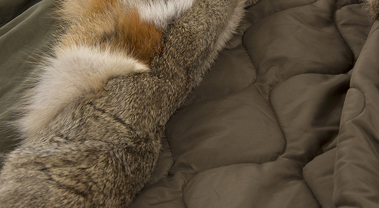 Fox Fur Collar Trench Coat with Rabbit Fur Trim 120 Details 12