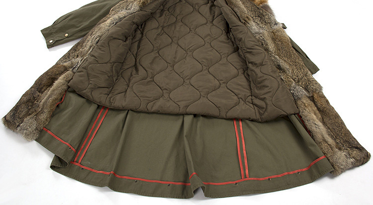 Fox Fur Collar Trench Coat with Rabbit Fur Trim 120 Details 13