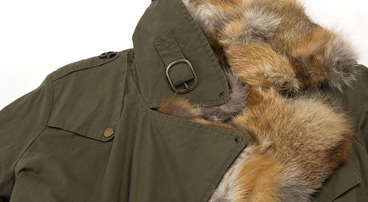 Fox Fur Collar Trench Coat with Rabbit Fur Trim 120 Details 9