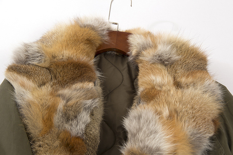 Fox Fur Collar Trench Coat with Rabbit Fur Trim 120 Details 8