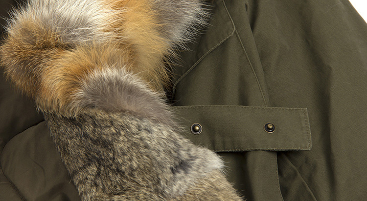Fox Fur Collar Trench Coat with Rabbit Fur Trim 120 Details 10