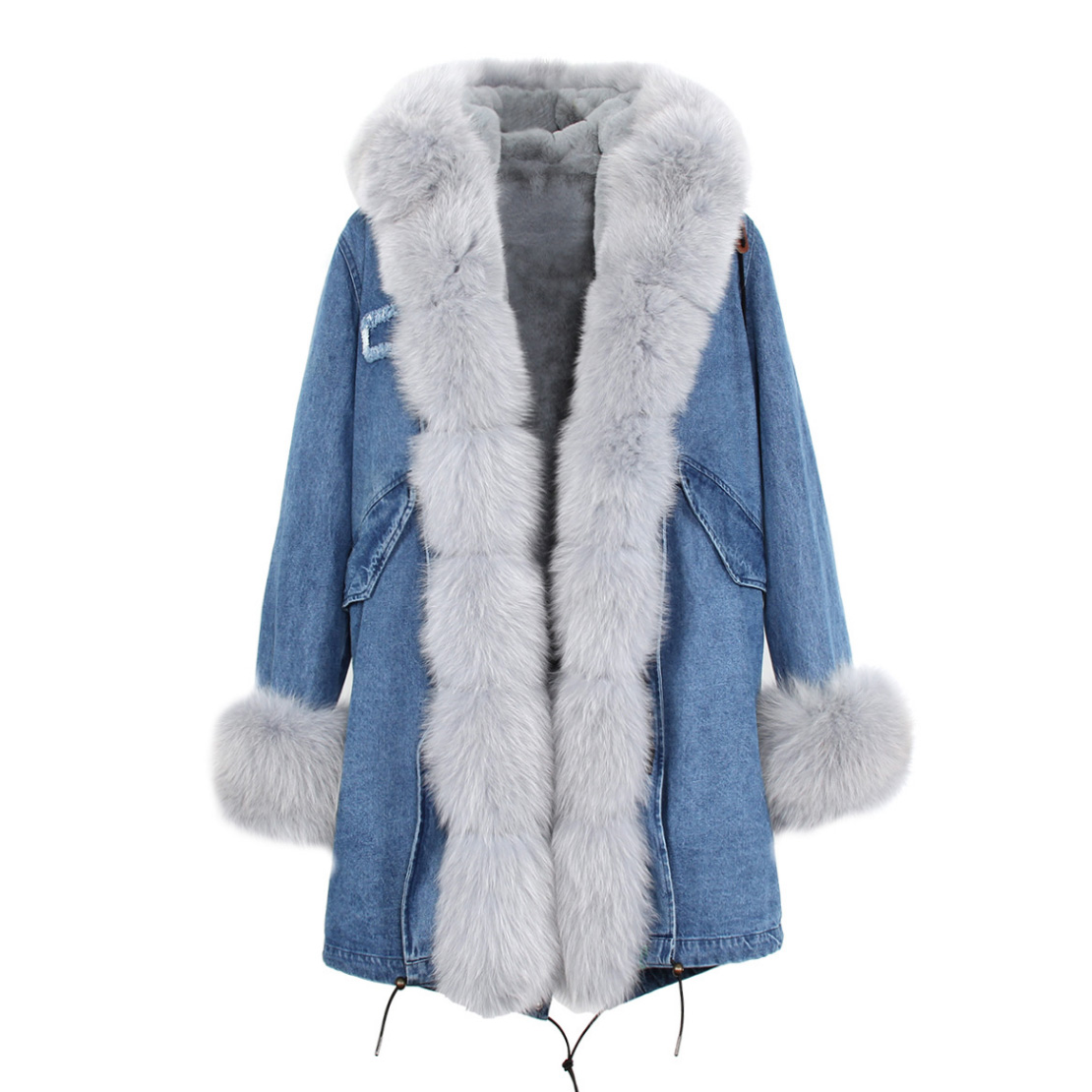 Fox Fur Trimmed Hooded Parka with Detachable Liner 133-14