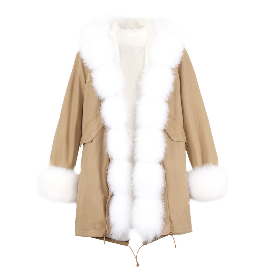 Fox Fur Trimmed Hooded Parka with Detachable Liner 133-11