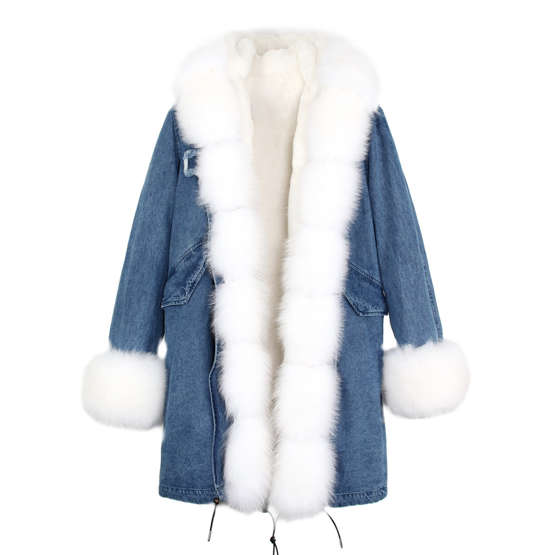 Fox Fur Trimmed Hooded Parka with Detachable Liner 133-15