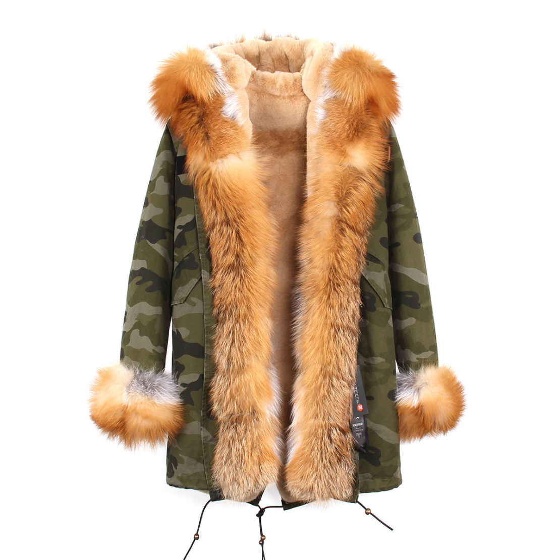 Fox Fur Trimmed Hooded Parka with Detachable Liner 133-2
