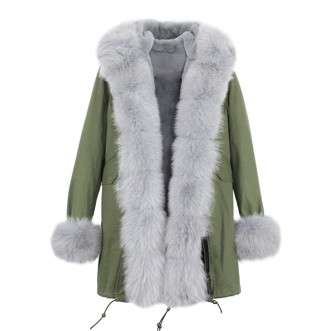 Fox Fur Trimmed Hooded Parka with Detachable Liner 133-8