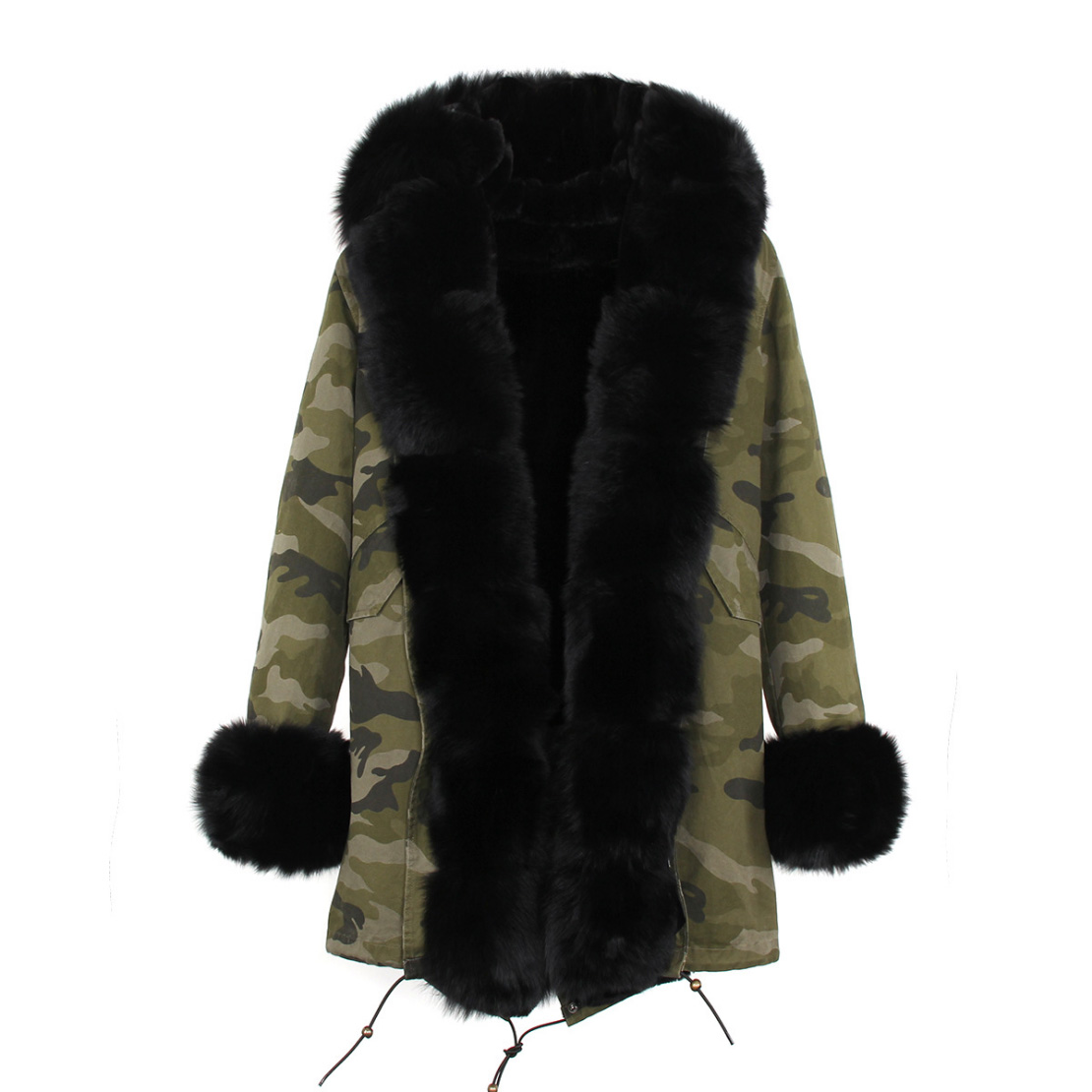 Fox Fur Trimmed Hooded Parka with Detachable Liner 133-3