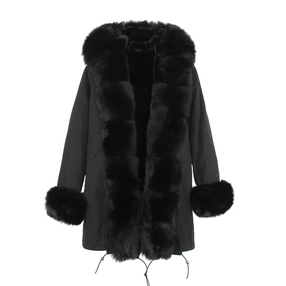 Fox Fur Trimmed Hooded Parka with Detachable Liner 133-13
