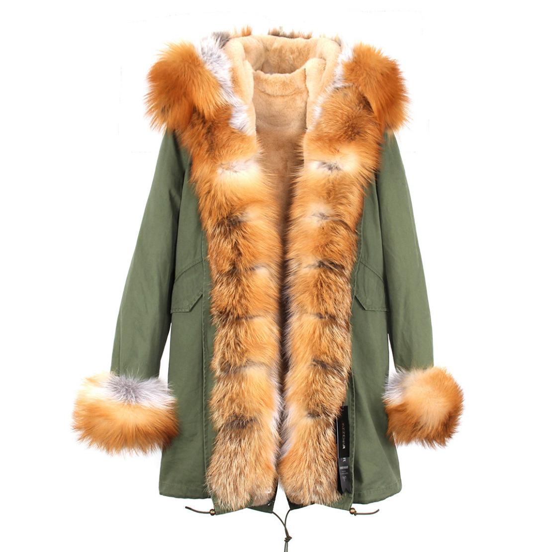 Fox Fur Trimmed Hooded Parka with Detachable Liner 133-6