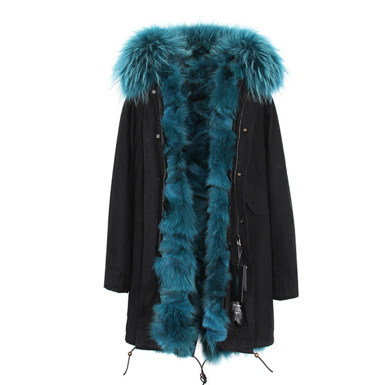 Raccoon Fur Trimmed Hooded Parka with Detachable Fox Fur Liner 134b Details 3