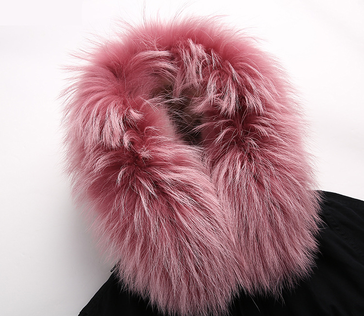 Raccoon Fur Trimmed Hooded Parka with Detachable Fox Fur Liner 134c Details 4