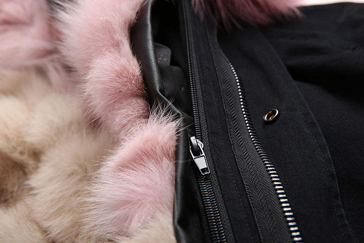 Raccoon Fur Trimmed Hooded Parka with Detachable Fox Fur Liner 134c Details 5