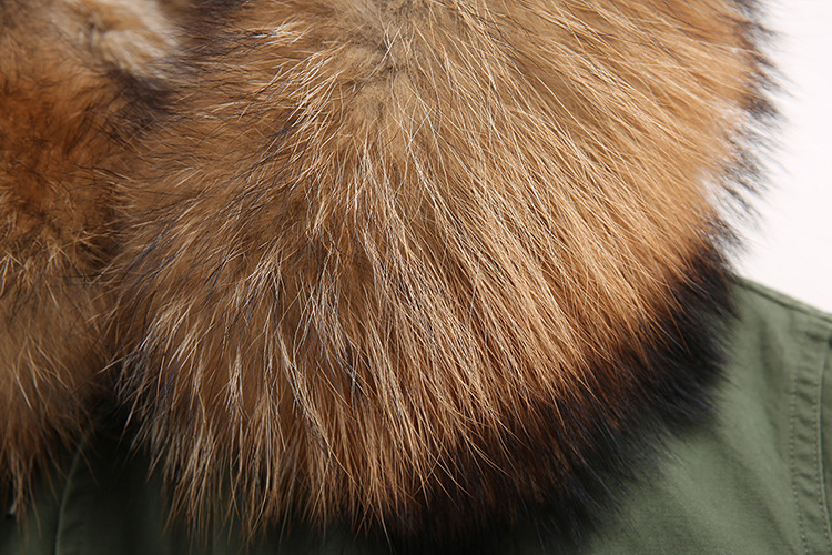Raccoon Fur Trimmed Hooded Parka with Detachable Fox Fur Liner 134d Details 2