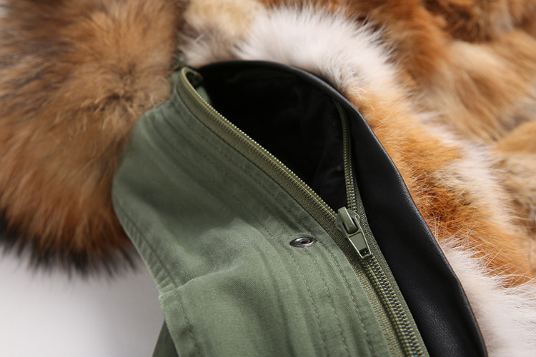 Raccoon Fur Trimmed Hooded Parka with Detachable Fox Fur Liner 134d Details 4