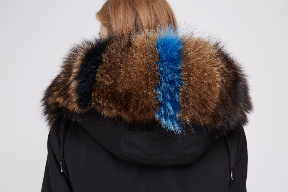 Raccoon Fur Trimmed Hooded Parka with Detachable Fox Fur Liner 242 Details 2