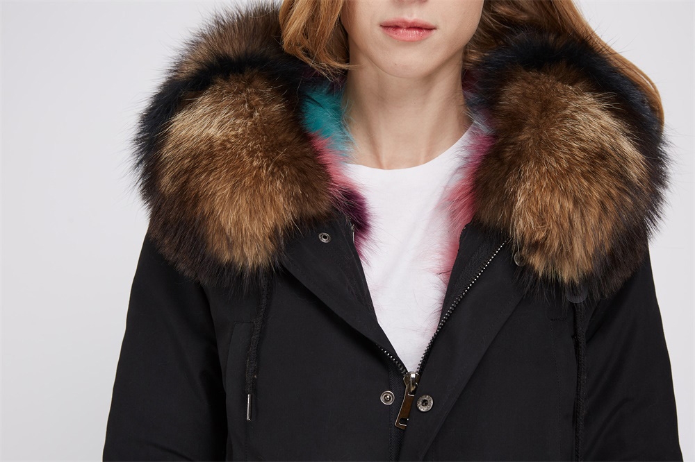 Raccoon Fur Trimmed Hooded Parka with Detachable Fox Fur Liner 242 Details 1