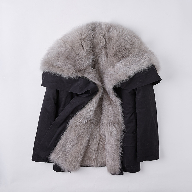 Detachable Fox Fur Lined Cropped Parka with Zipped Hood 246 Details 5