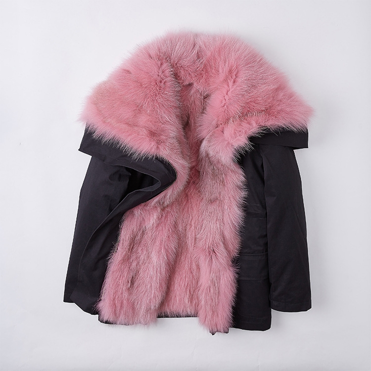 Detachable Fox Fur Lined Cropped Parka with Zipped Hood 246 Details 4