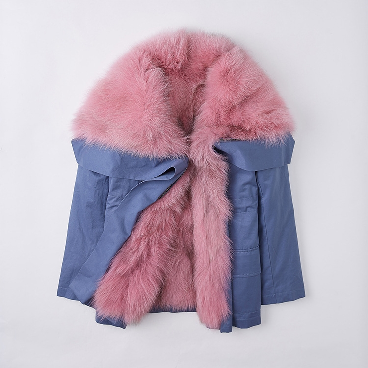 Detachable Fox Fur Lined Cropped Parka with Zipped Hood 246 Details 3