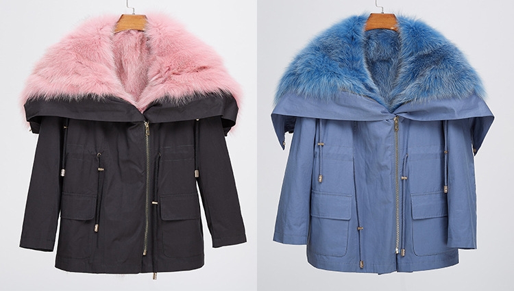 Detachable Fox Fur Lined Cropped Parka with Zipped Hood 246 Details 1