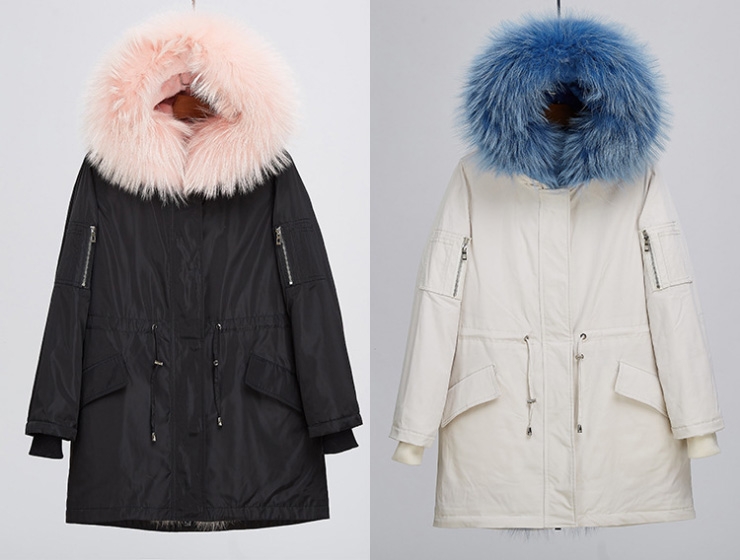 Detachable Fox Fur Lined Hooded Down-filled Parka with Raccoon Fur Trim 249 Details 0