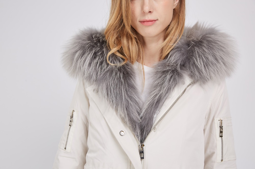Detachable Fox Fur Lined Hooded Down-filled Parka with Raccoon Fur Trim 249 Details 1
