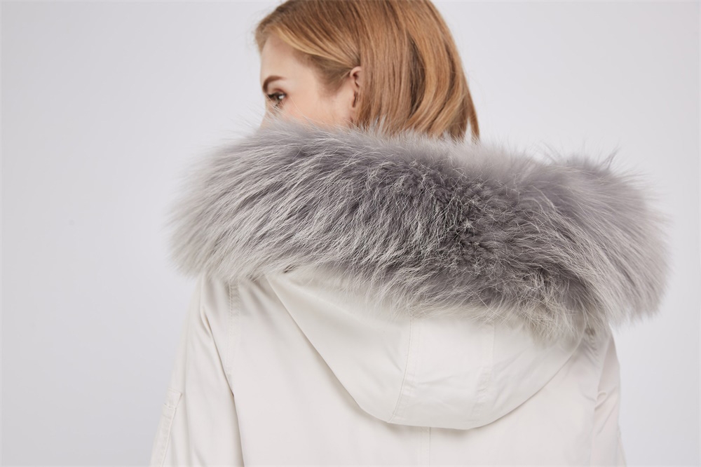 Detachable Fox Fur Lined Hooded Down-filled Parka with Raccoon Fur Trim 249 Details 2