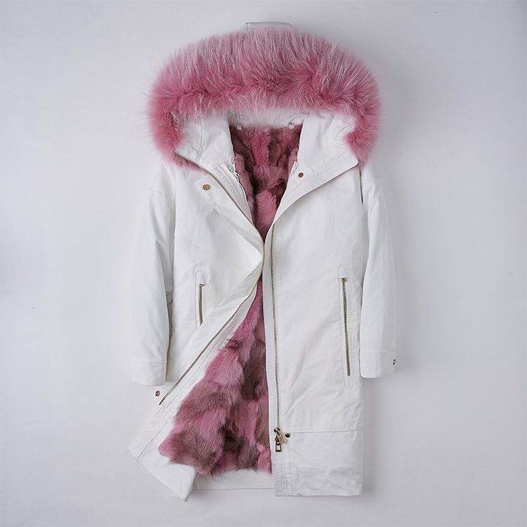 Raccoon Fur Trimmed Hood Parka with Detachable Fox Fur Liner 252 Color 2