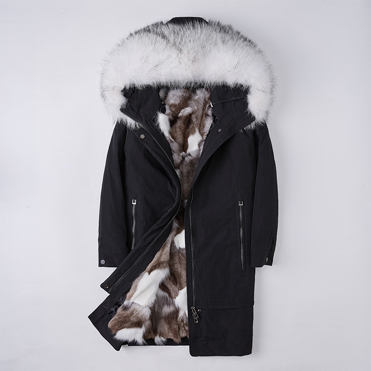 Raccoon Fur Trimmed Hood Parka with Detachable Fox Fur Liner 252 Color 6
